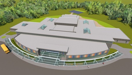 exterior rendering of proposed Heartwood School