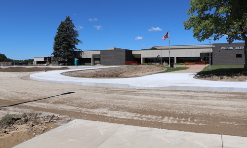 Wilson Talent Center new sidewalks, bus loop ready to be paved