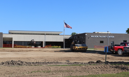 Front of Wilson Talent Center, flattening land for construction